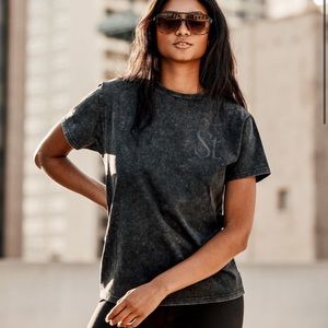 Black monogrammed Seint tee